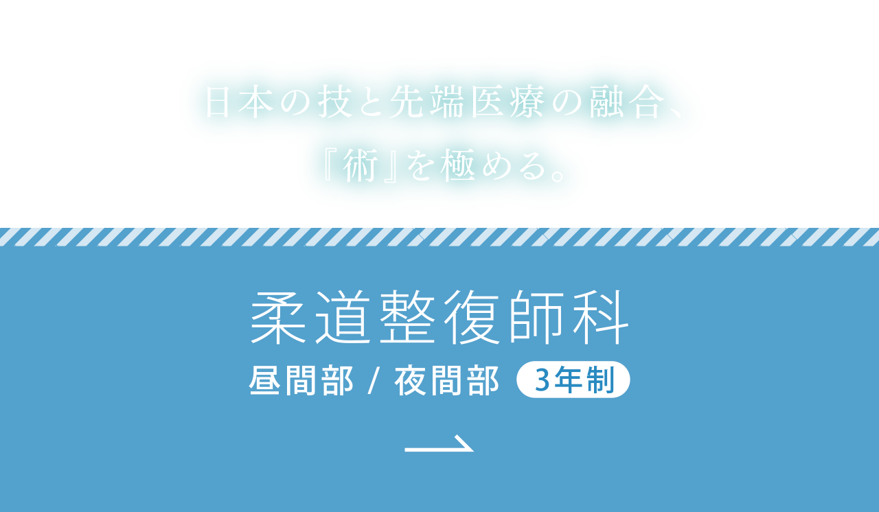 柔道整復師科 昼間部 / 夜間部 3年制 受け継がれし日本の技と先端医療が融合、『術』を極める